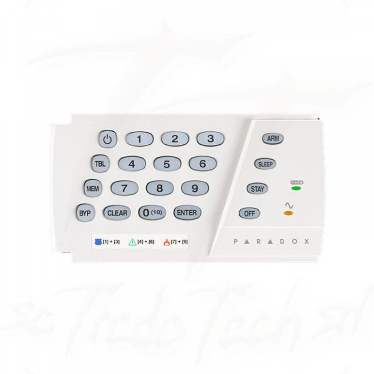 Tastatura led paradox, cablata pentru 10 zone, 7 taste active cu activcare rapida ( one-touch), led acc, led stay-d, deschidere pe orizontala,  Centrale si tastaturi | electropc.ro