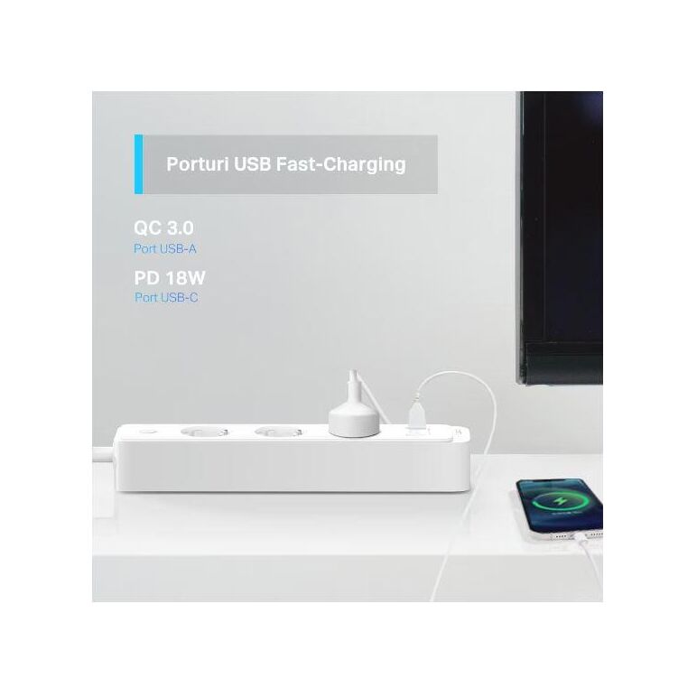 Tp-link  smart wi-fi socket tapo p300, protocol: ieee 802.11b/g/n, bluetooth 4.2, 2.4 ghz, cerințe de sistem, android 5 sau mai recent, ios 10 sau mai recent, dimensiuni: 268*55*40mm, cablu de 1.5m, voltaj maxim: 2300w, 10a, 3 prize, 2 x usb.,  Smart home | electropc.ro