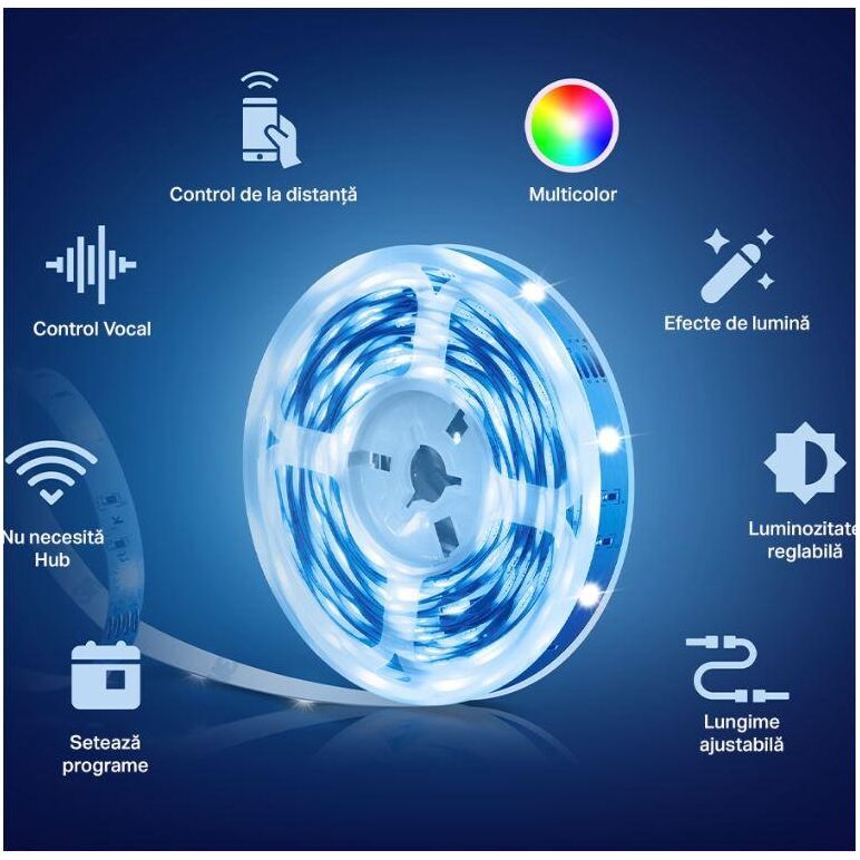 Tp-link tapo l900-10 smart light strip kit, 16 milioane culori, 2 x 5m, dimensiuni: 5000 × 10 × 1.6 mm fiecare, wi-fi protocol: ieee 802.11b/g/n, frecventa: 2.4 ghz, intensitate reglabila.,  Smart home | electropc.ro