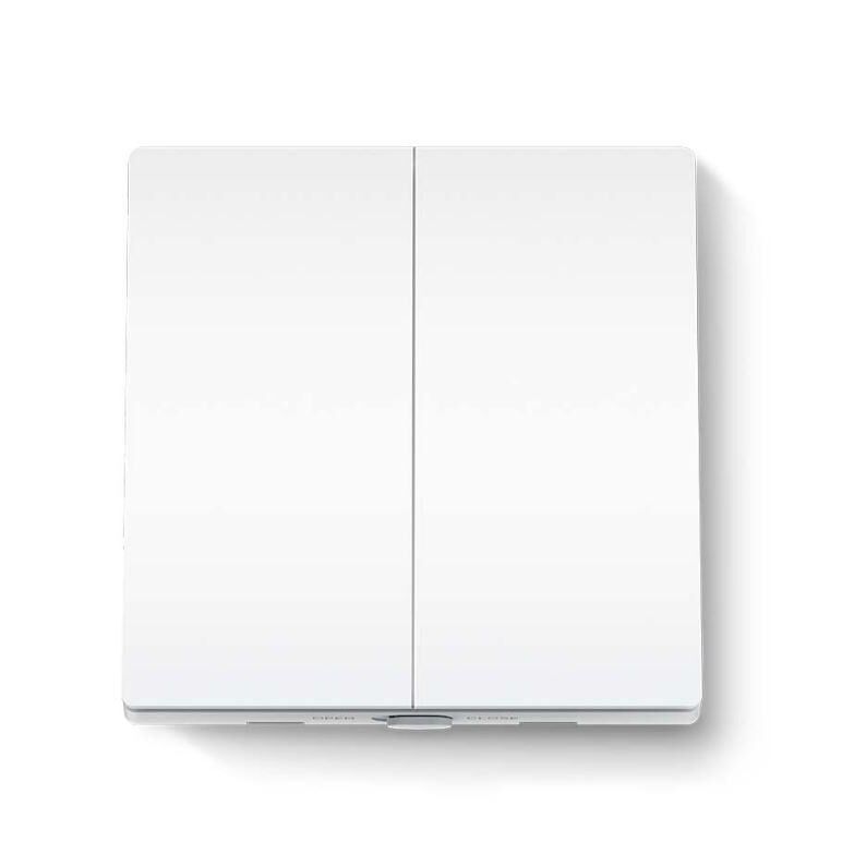 Tp-link tapo s220 intrerupator inteligent dublu (necesita hub tapo), wireless: 868 mhz, incarcare maxima: 600 w led/600w cfl/1000w inc/1000wftl/ventilator de 50 w, dimensiuni: 87.1 × 86 × 41 mm, alimentare: 2× baterii aaa 1.5 v,  Smart home | electropc.ro