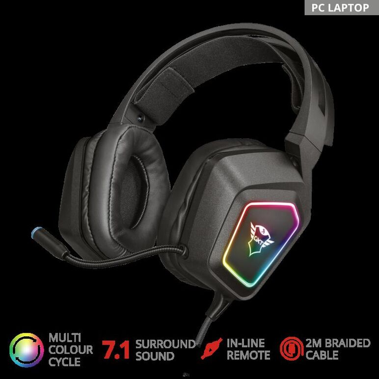 Casti cu microfon trust gxt 450 blizz rgb 7.1 surround gaming, negru,  Casti audio | electropc.ro