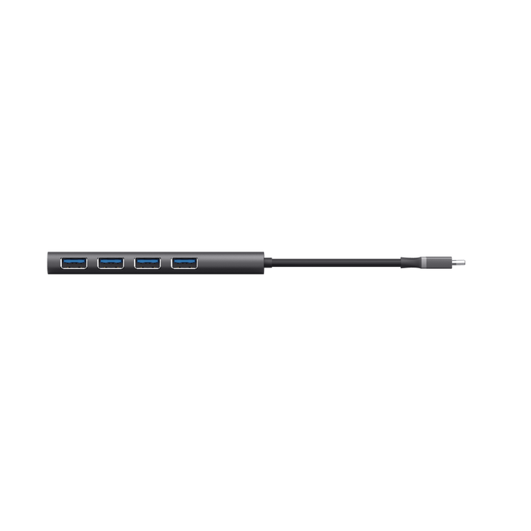 Hub usb trust halyx, usb-c la 4 x usb-a 3.2 gen 1, dimensiune cablu 10cm, din aluminiu, argintiu,  Hub-uri USB | electropc.ro