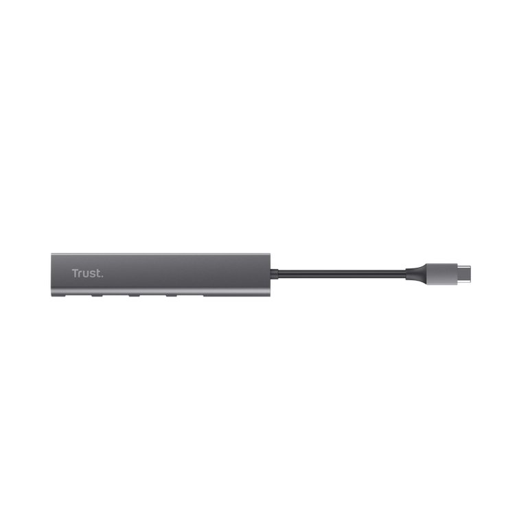 Hub usb trust halyx, usb-c la 4 x usb-a 3.2 gen 1, dimensiune cablu 10cm, din aluminiu, argintiu,  Hub-uri USB | electropc.ro