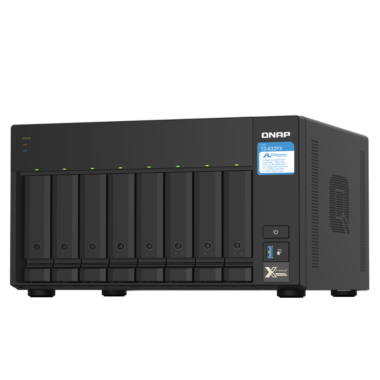 Nas qnap 832px 8-bay, cpu annapurna labs alpine al324 1.7ghz quad core , ram 4gb ddr4 sodimm (max. 16gb), 2.5"/3.5" sata 6gbps hdd (neincluse), lan: 2x2.5gbe 2x10gbe sfp+, usb3.2 gen2: 2 usb3.2 gen1: 3, tower, single psu, garantie 2 ani,  NAS | electropc.ro