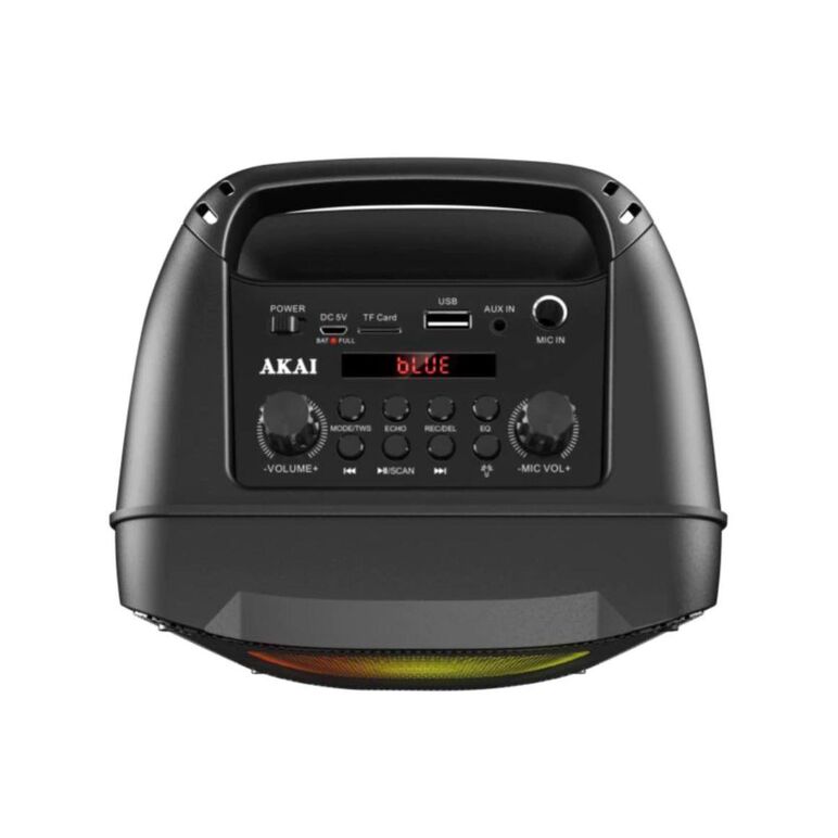 Boxa portabila akai abts v10, bluetooth 5.0, putere 10w, baterie li-ion 3000 mah, slot usb/microsd, cu ecran led, cu led-uri rgb, neagra,  Sisteme audio | electropc.ro