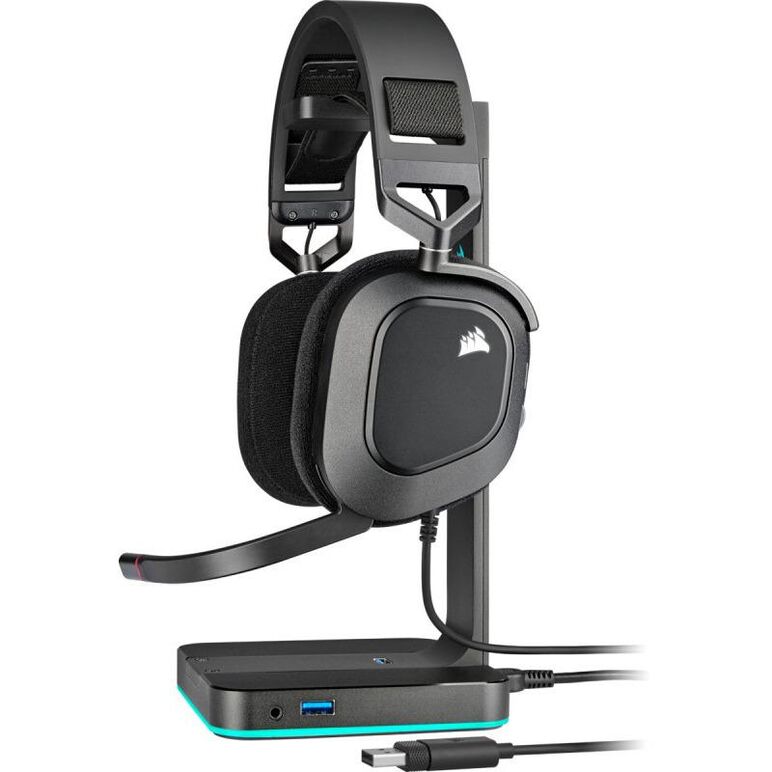 Casti gaming cu microfon usb corsair hs80 surround, dolby audio 7.1, over-head, 20hz - 40 khz, 32k ohms @ 1 khz, lungime cablu: 1.8m, carbon,  Casti audio | electropc.ro