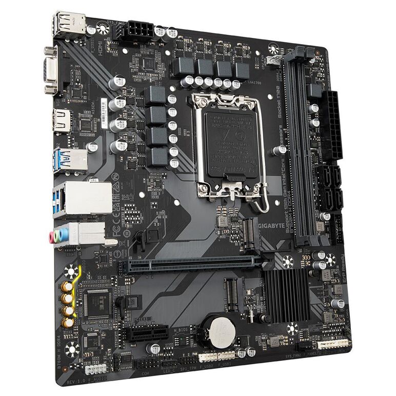 Placa de baza gigabyte b760m h lga1700, 2x ddr4, 1x d-sub, 1x hdmi, 1x pcie x16, 1x pcie x1, 2x m.2, 4x sata 6gbps, 1gbps lan, matx,  Placi de baza | electropc.ro