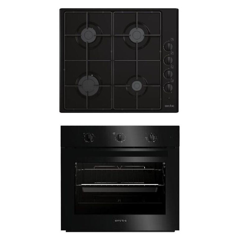 Set cuptor incorporabil si plita pe gaz incorporabila arosc21130bd, cuptor multifunctional, capacitate 71 l, plita cu 4 arzatoare gaz, 60 cm, negru,  Incorporabile | electropc.ro