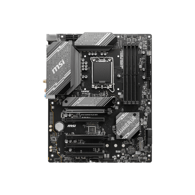 B760 gaming plus wifi 4x ddr5 lga1700 1x hdmi™ support hdmi™ 2.1 with hdr, maximum resolution of 4k 60hz* 1x displayport support dp 1.4, maximum resolution of 4k 60hz* 5x pci-e x16 slot https://www.msi.com/motherboard/b760-gaming-plus-wifi/specification,  Placi de baza | electropc.ro