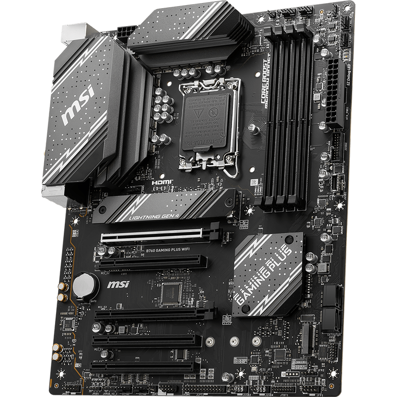 B760 gaming plus wifi 4x ddr5 lga1700 1x hdmi™ support hdmi™ 2.1 with hdr, maximum resolution of 4k 60hz* 1x displayport support dp 1.4, maximum resolution of 4k 60hz* 5x pci-e x16 slot https://www.msi.com/motherboard/b760-gaming-plus-wifi/specification,  Placi de baza | electropc.ro