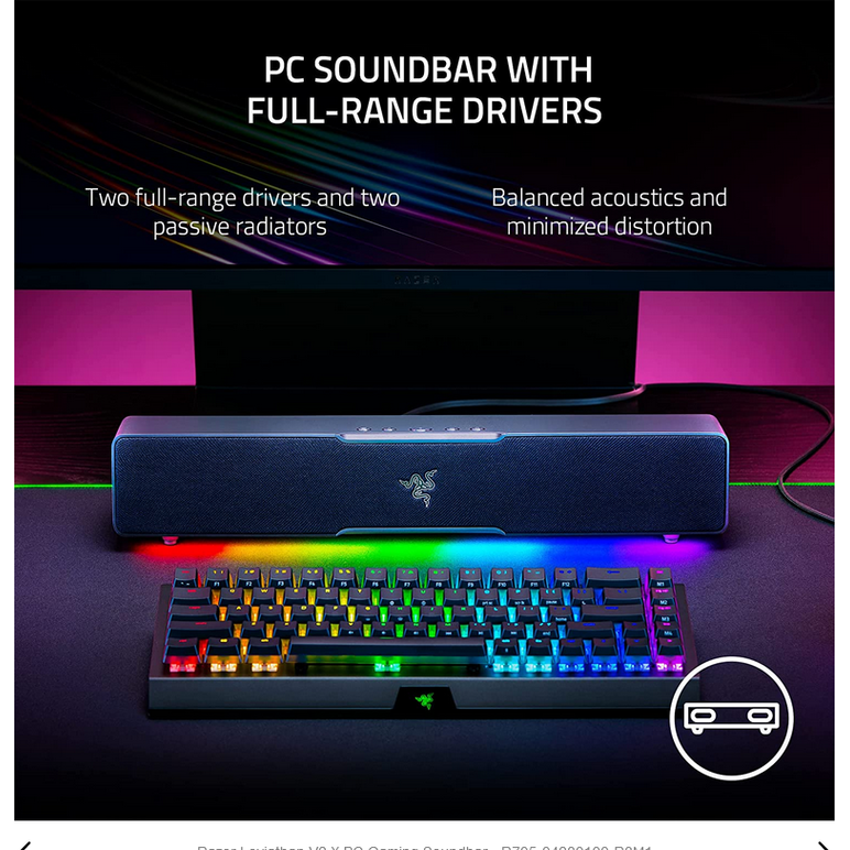 Razer leviathan v2 x   technical specifications  frequency response 85 hz – 20 khz  input power type c with power delivery  driver size - diameters (mm) full range racetrack drivers: 2 x 2.0 x 4.0"/ 2 x 48 x 95 mm passive radiator: 2 x 2.0 x 4.1" / 2 x 48,  Sisteme audio | electropc.ro