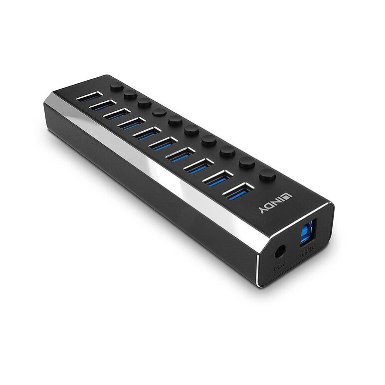 Hub lindy cu 10 porturi usb, cu buton on/off,,  Hub-uri USB | electropc.ro
