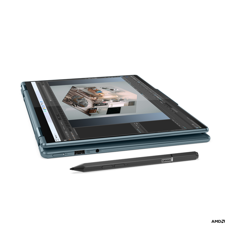 Laptop lenovo yoga 7 14arb7, 14" 2.8k (2880 x 1800) & touch, oled, 90 hz, amd ryzen 7 6800u (8c / 16t, 2.7 / 4.7ghz, 4mb l2 / 16mb l3), 32gb, 1 tb, amd radeon 680m graphics, windows 11 home, stone blue, 3y premium care with onsite upgrade,  Laptopuri | electropc.ro