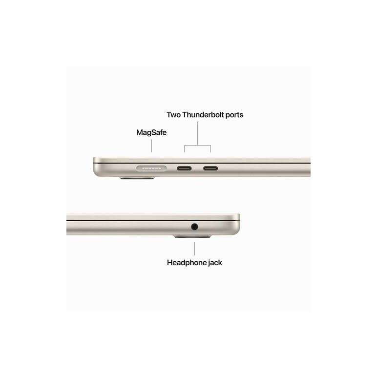Macbook air 15.3" retina/ apple m2 (cpu 8- core, gpu 10- core, neural engine 16- core)/8gb/256gb (35w dual usb‑c port) - starlight - us kb (2023) (us power supply with included us-to-eu adapter),  Laptopuri | electropc.ro