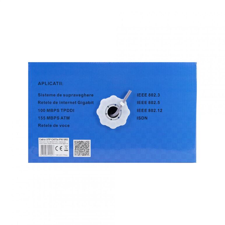 Cablu utp cat5e pni u05 cu 4 perechi pentru internet 1 gigabit si sisteme de supraveghere rola 305m,  Accesorii | electropc.ro