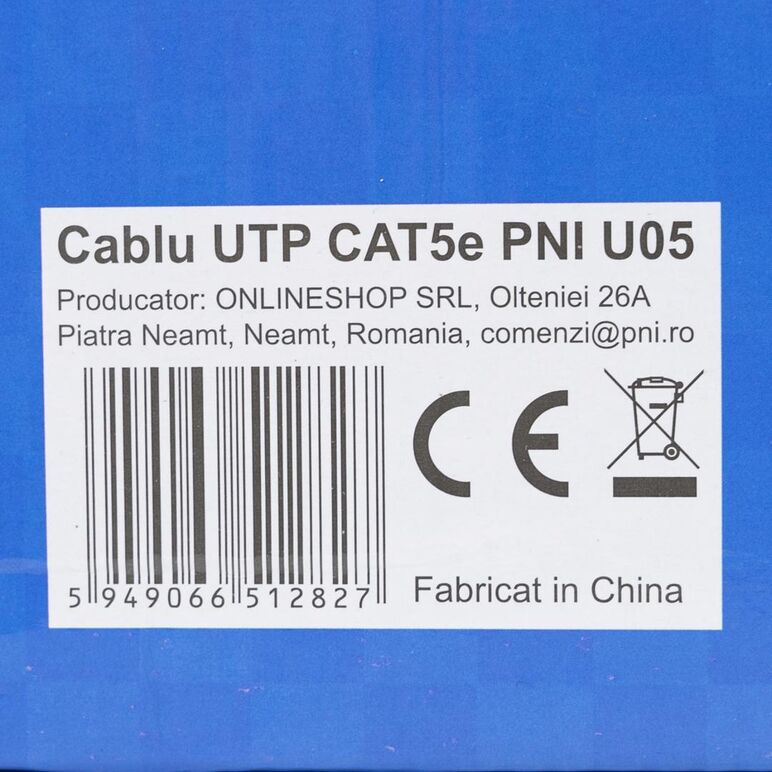 Cablu utp cat5e pni u05 cu 4 perechi pentru internet 1 gigabit si sisteme de supraveghere rola 305m,  Accesorii | electropc.ro