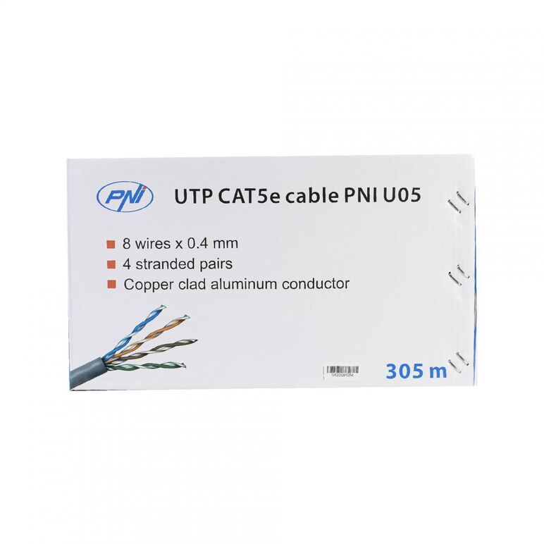 Cablu utp cat5e pni u05 cu 4 perechi pentru internet 1 gigabit si sisteme de supraveghere rola 305m,  Accesorii | electropc.ro