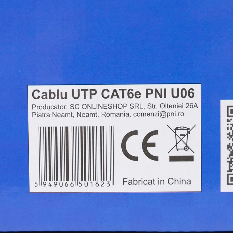 Cablu utp cat6 pni u06 cu 4 perechi pentru internet 1 gigabit si sisteme de supraveghere rola 305m,  Accesorii | electropc.ro