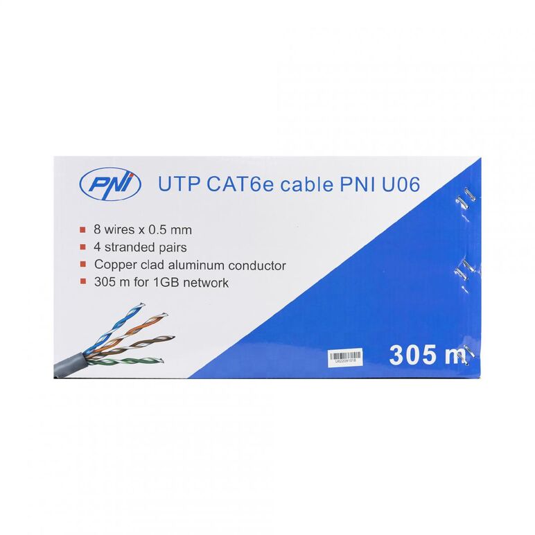 Cablu utp cat6 pni u06 cu 4 perechi pentru internet 1 gigabit si sisteme de supraveghere rola 305m,  Accesorii | electropc.ro