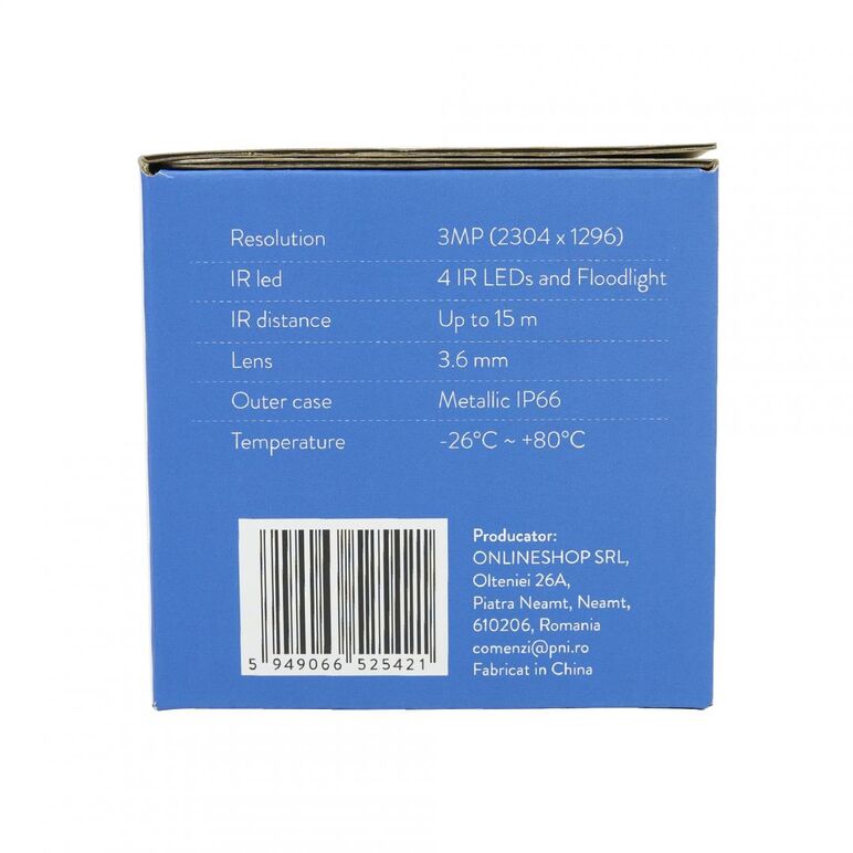 Camera supraveghere video pni ip3poe cu ip, 3mp, de exterior ip66, microfon incorporat, compatibila cu sistemul de supraveghere poe pni house ipmax poe 3 si pni house ipmax poe 3lr, rezolutie senzor: 3mp, rezolutie: 2304x1296px, lentila: 3.6mm, compresie ,  Camere supraveghere IP | electropc.ro