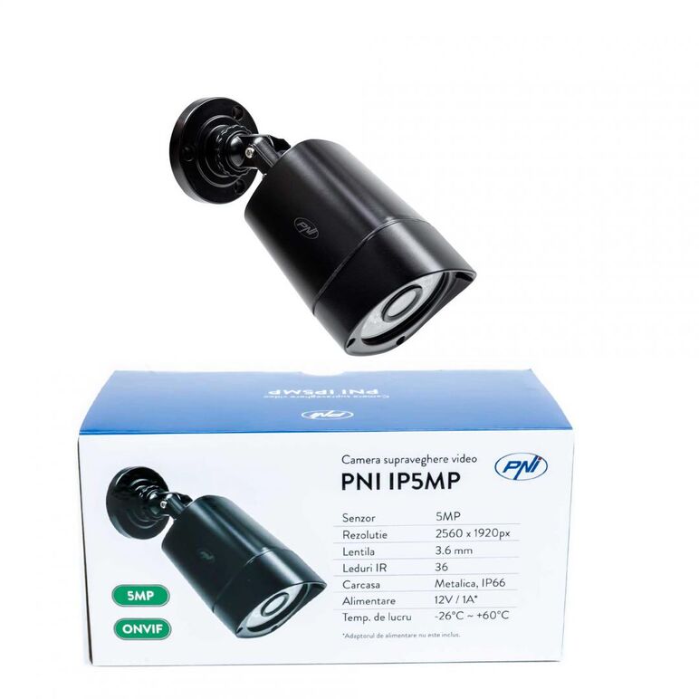 Camera supraveghere video pni ip5mp cu ip, 5mp, h.265, onvif, de exterior si interior ip66, senzor imagine: cmos, rezolutie: 2560 × 1920px, tip lentila:  f:3.6mm, compresie imagine:  h.265, ethernet: 10/100 mbps rj-45, clasa de protectie: ip66,  Camere supraveghere IP | electropc.ro