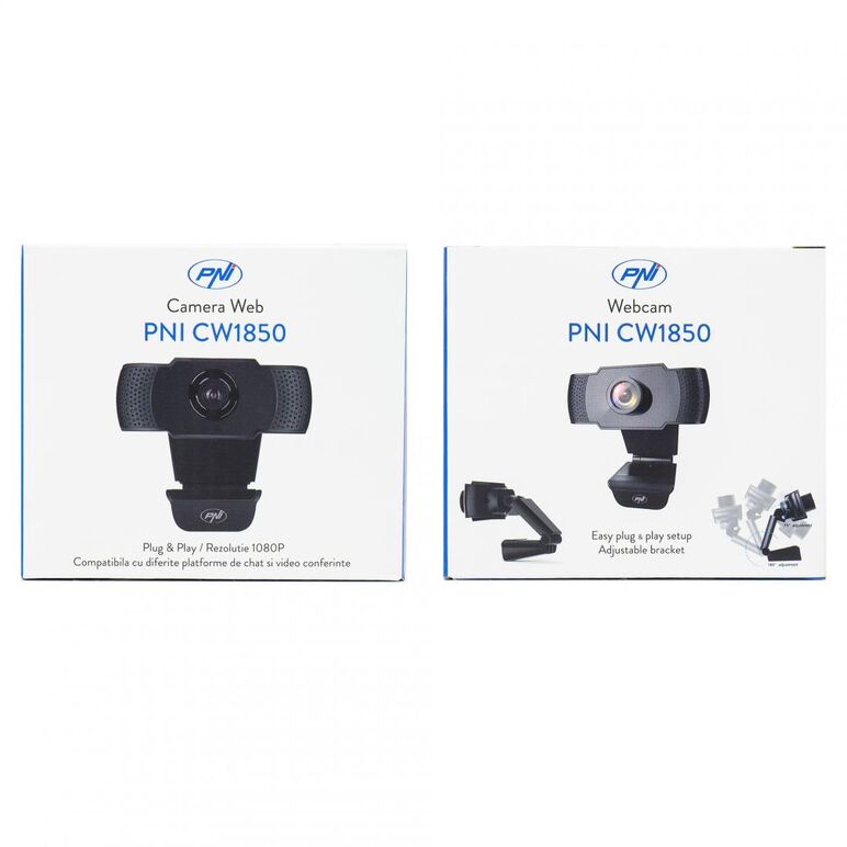 Camera web pni cw1850 full hd 1080p 2mp, usb, clip-on, microfon stereo incorporat, senzor:  cmos 1/3", unghi vizualizare: 90°, lentila: 3.6mm, dimensiune / greutate: 78 x 33 x 33 mm / 119 g, focus manual.,  Camere Web | electropc.ro