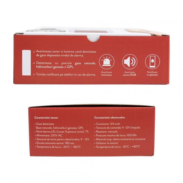 Kit senzor gaz inteligent si electrovalva pni safe house smart gas 300 wifi cu alertare sonora, aplicatie de mobil tuya smart, integrare in scenarii si automatizari smart cu alte produse compatibile tuya,  Senzori | electropc.ro