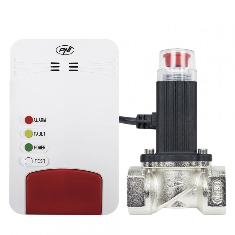 Kit senzor gaz inteligent si electrovalva pni safe house smart gas 300 wifi cu alertare sonora, aplicatie de mobil tuya smart, integrare in scenarii si automatizari smart cu alte produse compatibile tuya,  Senzori | electropc.ro