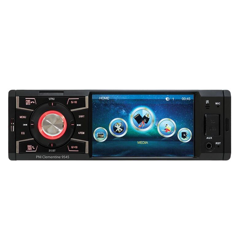 Pni mp5 player auto 1din 4" display clementine 9545,50wx4, bluetooth, radio fm, sd, usb, 2 x rca video in, aux in, 1 x rca intrare / iesire video 1 x rca intrare video pentru camera marsarier,  redare video full hd 1920 x 1080px, format fisiere redare:  m,  Radio cu ceas & portabile | electropc.ro