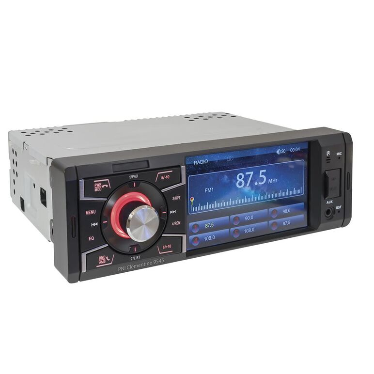Pni mp5 player auto 1din 4" display clementine 9545,50wx4, bluetooth, radio fm, sd, usb, 2 x rca video in, aux in, 1 x rca intrare / iesire video 1 x rca intrare video pentru camera marsarier,  redare video full hd 1920 x 1080px, format fisiere redare:  m,  Radio cu ceas & portabile | electropc.ro