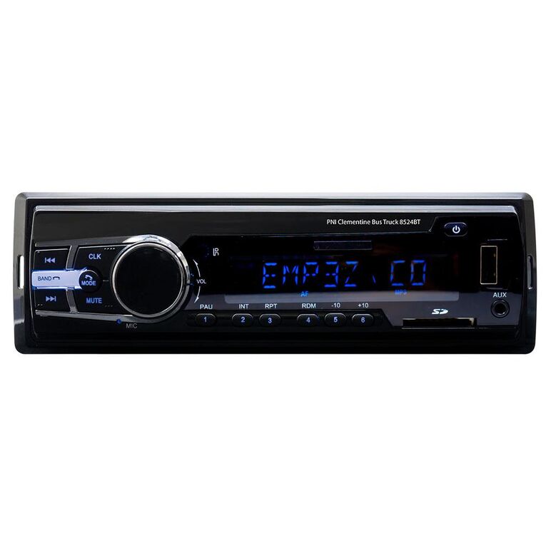 Radio mp3 player auto pni clementine bus truck 8524bt rds 4x45w 12v/24v 1 din cu sd, usb, aux, rca si bluetooth, putere maxima audio (w) 4 x 45, radio:  am/fm 87.5 - 108 mhz, usb 2.0 (max 32gb), microsd (max 32gb), aux in (3.5mm mini jack), redare fisiere,  Radio cu ceas & portabile | electropc.ro