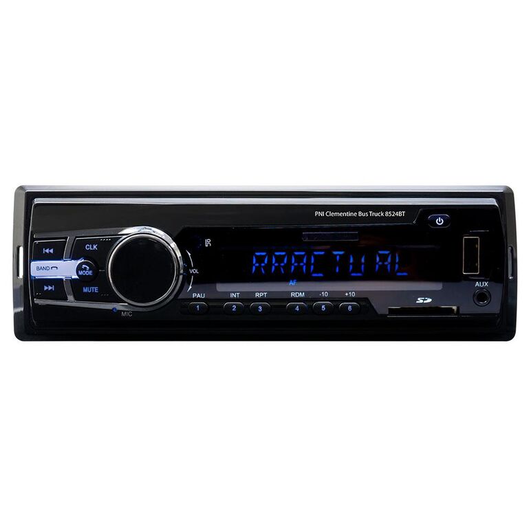 Radio mp3 player auto pni clementine bus truck 8524bt rds 4x45w 12v/24v 1 din cu sd, usb, aux, rca si bluetooth, putere maxima audio (w) 4 x 45, radio:  am/fm 87.5 - 108 mhz, usb 2.0 (max 32gb), microsd (max 32gb), aux in (3.5mm mini jack), redare fisiere,  Radio cu ceas & portabile | electropc.ro