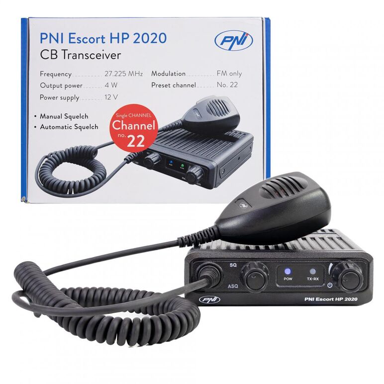 Statie radio cb pni escort hp 2020 un singur canal 22 frecventa 27.225 mhz, fara zgomot, probabil cea mai silentioasa statie, tip banda emisie: fm, canalul nr. 22, 27.225 mhz, dimensiuni (l x h x a / greutate): 115 x 150 x 35 mm / 513 gr, montaj 1din.,  Radio cu ceas & portabile | electropc.ro