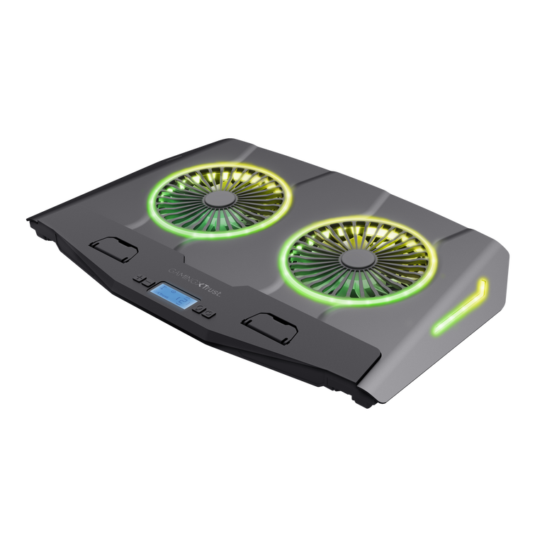 Cooler laptop trust gxt 1127 yoozy, pentru laptopuri cu diagonala de pana la 17.3", 2 ventilatoare, viteza rotatie 1500 rpm, interval zgomot 30 dba - 35 dba, iluminare rgb, negru,  Stand & Cooling pad | electropc.ro