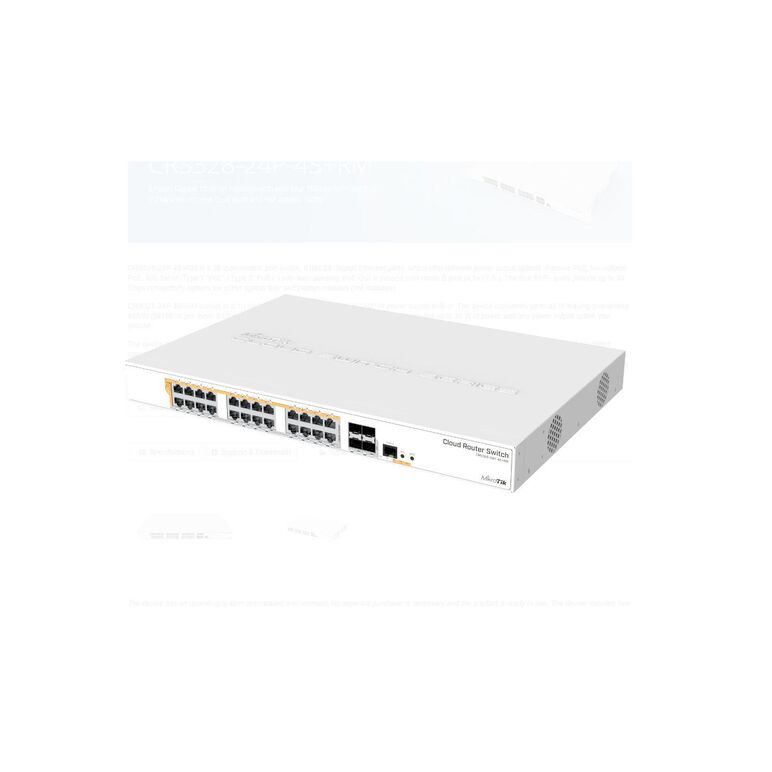 Mikrotik 24port, 4 sfp, poe swirtch crs328-24p-4s+rm, cpu: 800 mhz, ram: 512mb, 16mb flash, 24 x 10/100/1000, 4 x sfp, 2 x ventilatoare, dimensiuni: 443 x 300 x 44 mm, poe out: 802.3af/at.,  Switch-uri | electropc.ro