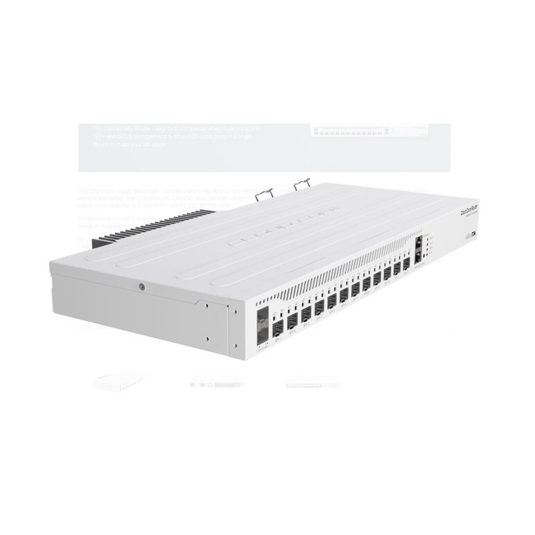 Mikrotik router de retea, ccr2004-1g-12s+2xs; procesor: 1700 mhz, ram: 4 gb, 128mb nand,  routeros v7, interfata: 1 x 10/100/1000,  12 x sfp+,  2 x 25g sfp28, 2 x ventilatoare, consum maxim: 49w, dimensiuni: 443 x 224 x 44 mm.,  Routere | electropc.ro