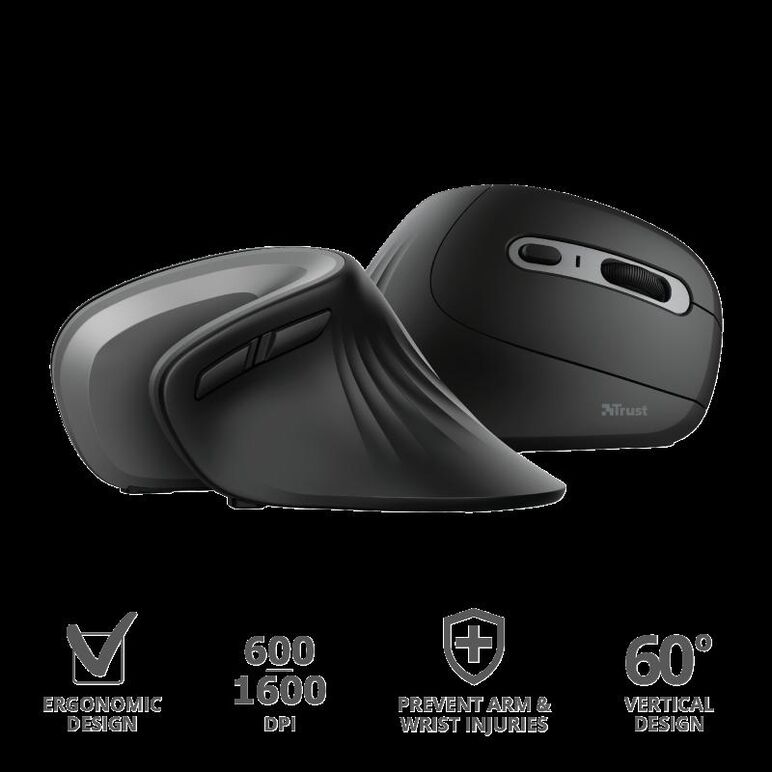 Mouse trust verro ergonomic, wireless, negru,  Mouse | electropc.ro