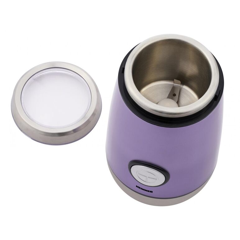 Rasnita electrica heinner hcg-150mov, catacitate 50g, putere 150w, interior din inox, lamne din inox, sisdtem de siguranta, buton on/off, mov sidefat,  Rasnite | electropc.ro