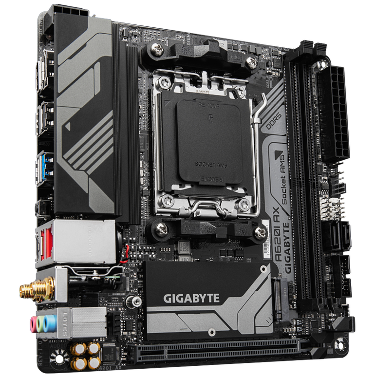 Mb gigabyte a620i ax (rev. 1.0) am5, 2xddr5, 1x display port, 1x hdmi, mini-itx https://www.gigabyte.com/motherboard/a620i-ax-rev-10/sp#sp,  Placi de baza | electropc.ro