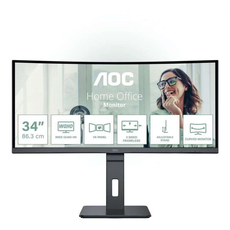 Monitor aoc cu34p3cv 34 inch, panel type: va, backlight: wled, resolution: 3440 x 1440, aspect ratio: 16:9,  refresh rate:100hz, response time gtg: 4 ms, brightness: 300 cd/m², contrast (static): 3000:1, contrast (dynamic): 50m:1, viewing angle: 178/178, ,  Monitoare LED | electropc.ro